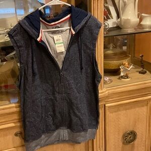 NWT American Rag Blue Sleeveless blue Hoodie vest, large